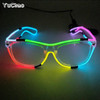 Cool Fashion Double Colors EL Glasses EL Wire Glowing Glasses Neon LED Light Up Sunglasses Glow Party Decorative Glasses