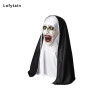 Halloween Horror Nun Latex Mask Sister Headscarf Cosplay Scary Ghost Face Headgear Headpiece Carnival Party Costume Props