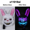 Hot Carnival EL Wire Bunny Mask Masquerade LED Rabbit Mask Glowing Christmas Party Mask For Birthday Wedding Party Cosplay Props