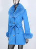 2022 New Real Fur Coat Winter Jacket Women Natural Fox Fur Collar Cuffs Belt Cashmere Wool Woolen Ladies Outerwear Streetwear