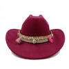 Ethnic Style Cowboy Hat Fashion Chic Unisex Solid Color Jazz Hat With Bull Shaped Decor Western Cowboy Hats