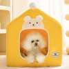 Foldable Dog House for Cats and Small Dogs Enclosed Warm Plush Sleeping Nest Bed with Removable Cushion Indoor Pet Cave Bed Tent