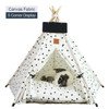 Pet Teepee Dog Cat Bed White Canvas Dog Cute House Portable Removable and Washable Dog Tents for Dog Puppy Cat (with Cushion)