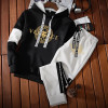 Men's Winter Luxury Y2K Tracksuit Print Pattern Hooded Pullover+Jogging Sweatpant Set Top Quality Outdoor Sports Outfit Workwear