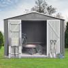 Grey Metal garden sheds 10ftx8ft outdoor storage sheds Easy to assemble For outdoor backyard gardens