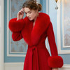 Winter Real Fox Fur Collar Women Large Fur Scarf Suit Fluffy Fur Shawl Fur Cuff Set Luxury Furry Wraps Scarves Coat Jacket Adorn