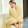 Winter Real Fox Fur Collar Women Large Fur Scarf Suit Fluffy Fur Shawl Fur Cuff Set Luxury Furry Wraps Scarves Coat Jacket Adorn