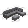 EMKK 105" L-Shape Sofa Couch with Chaise Lounge,Modern Linen Fabric Upholstery Sectional Sofá with Storage Ottoman 2