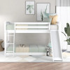 over Twin Floor Bunk Bed with Slide and Ladder for Bedroom, White Inflatable bed Human dog bed Base para cama