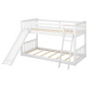over Twin Floor Bunk Bed with Slide and Ladder for Bedroom, White Inflatable bed Human dog bed Base para cama