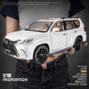 1/18 Lexus LX570 Alloy Model Car Toy Diecast with Sound Light Pull Back Large Scale Car Model Toys for Boys Birthday Collection