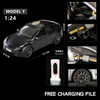 1/24 Scale Tesla Model Y Alloy Toy Model Car Diecast Pull Back Vehicle Model with Sound Light Toy for Boy Birthday Gift Souvenir
