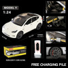 1/24 Scale Tesla Model Y Alloy Toy Model Car Diecast Pull Back Vehicle Model with Sound Light Toy for Boy Birthday Gift Souvenir