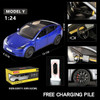 1/24 Scale Tesla Model Y Alloy Toy Model Car Diecast Pull Back Vehicle Model with Sound Light Toy for Boy Birthday Gift Souvenir