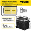 VEVOR 45L 55L 75L 95L Car Refrigerator Portable Compressor Freezer Fridge Dual Zone with APP Control 12V/24V DC 110V for Camping