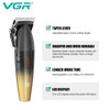 VGR Metal Professional 9000RPM Men's Hair Clipper 8W Rechargeable Hair Trimmer For Men Cordless Barber Electric Haircut Machine