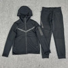 2023 Spring and autumn new men's hooded jacket splicing suit leisure sports jogging two-piece set