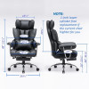 Big High Back PU Leather Computer Chair,Executive Swivel Chair with Leg Rest and Lumbar Support,Black Office Chair