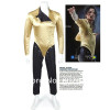 HOT MJ Michael Jackson Classic BAD Dangerous Jam Golden Body suit Costume Jacket pants For Performance Collection 1990S