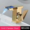 LED Bathroom Basin Faucet Waterfall Outlet Black Cold And Hot Mixer Deck Installation Crane Kitchen Sink Tap With Light