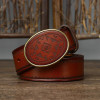 3.8cm Width Thick Men Retro Genuine Leather Belts Copper Smooth Buckle Cowhide Business Belt High Quality Male Waistband