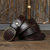 3.8cm Width Thick Men Retro Genuine Leather Belts Copper Smooth Buckle Cowhide Business Belt High Quality Male Waistband
