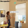 Decopedia Custom Made Zebra Blinds for Windows Motorized Roller Blinds Blackout Day and Night Window Blinds for Sliding Door