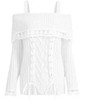 Women's Cold Shoulder Sweaters Long Sleeve Contrast Lace Knit Pullovers Bow Front Jumper Tops