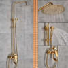 Golden Shower Faucet Dual Handle Shower Faucet Set Wall Mounted Rainfall Shower System Bathroom Bath Shower Mixer Sliding Bar