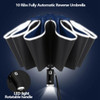 Fully Automatic Reverse Folding Umbrella With LED Flashlight 10Ribs Windproof Reflective Stripe UV Umbrellas For Sun Or Rain Day