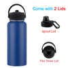 Custom 18oz 32oz 40oz Large Capacity Vacuum Water Bottle With 2 Lids Stainless Steel Wide Mouth Hydroes Thermal Thermos Flask