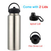 Custom 18oz 32oz 40oz Large Capacity Vacuum Water Bottle With 2 Lids Stainless Steel Wide Mouth Hydroes Thermal Thermos Flask