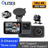 Wifi 3-Channel Car Dvr 3 Camera Dash Cam HD 1080P Dash Camera Dual Lens Dashcam Video Recorder Black Box 24H Parking Monitoring