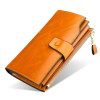 Vintage Luxury Women Wallets Genuine Leather Long Zipper Clutch Purse Large Capacity Card Wallet Solid color Wallet Bag