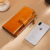 Vintage Luxury Women Wallets Genuine Leather Long Zipper Clutch Purse Large Capacity Card Wallet Solid color Wallet Bag