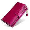 Vintage Luxury Women Wallets Genuine Leather Long Zipper Clutch Purse Large Capacity Card Wallet Solid color Wallet Bag