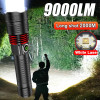 NEW 9000LM Rechargeable LED Flashlights White Laser Lamp Beads 2000m Super Bright Flashlight Powerful Lantern Camping Torch