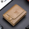 Bullcaptain Men Wallet Genuine Leather Men's Purse Vintage Design Male Zipper Coin Pocket Card Holder Luxury Money Bags JYB001