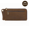 Genuine Leather Men Long Wallets Zip Hasp Fold Money Clip Casual Coin Purse For Male Credit Card Holder Phone Clutch Bags JYY743
