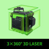 Pracmanu 12 Lines 3D Green Laser Level 360°Auto Self-Leveling Horizontal and Vertical Cross Lines Laser Level with 1/2 Batteries
