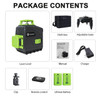 Pracmanu 12 Lines 3D Green Laser Level 360°Auto Self-Leveling Horizontal and Vertical Cross Lines Laser Level with 1/2 Batteries