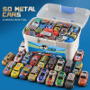 50Pcs Alloy Racing Cars Storage Box Iron Sheet Car Set Rebound Car Multiple Alloy Car Collections Children's Toys Birthday Gifts