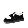 BEAUTODAY Furry Flats Women Cow Suede Round Toe Solid Color Hook & Loop Lace-Up 2023 Winter Ladies Warm Shoes Handmade 27843