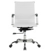 Ribbed Back PU Leather Office Chair, Adjustable Height, White  Computer Chair Office Chairs