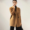 High-end women's medium-length cashmere coat button pattern M family's same autumn and winter double-sided wool coat woman