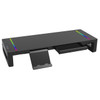 Multi-Function RGB Computer Monitor Stands Foldable with USB3.0 Port Keyboard Mouse Storage Shelf and Drawer Monitor Holder