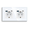 Bingoelec White Light Touch Switch and Wall Socket With Crystal Glass Panel Home Improvement