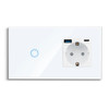 Bingoelec White Light Touch Switch and Wall Socket With Crystal Glass Panel Home Improvement