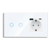 Bingoelec White Light Touch Switch and Wall Socket With Crystal Glass Panel Home Improvement