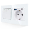 Bingoelec White Light Touch Switch and Wall Socket With Crystal Glass Panel Home Improvement